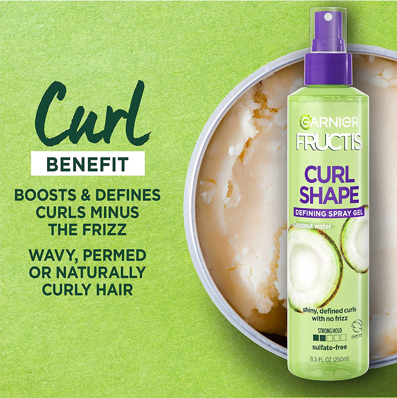 Defining Shape 8.5 Natural Coconut Fructis Spray - oz Garnier Whole Curl Water, Gel, And