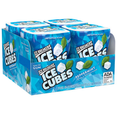 Icebreakers Ice Cubes Peppermint Gum, 40 Count (Pack of 4)