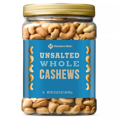 Member's Mark Unsalted Roasted Whole Cashews, 33 oz. 