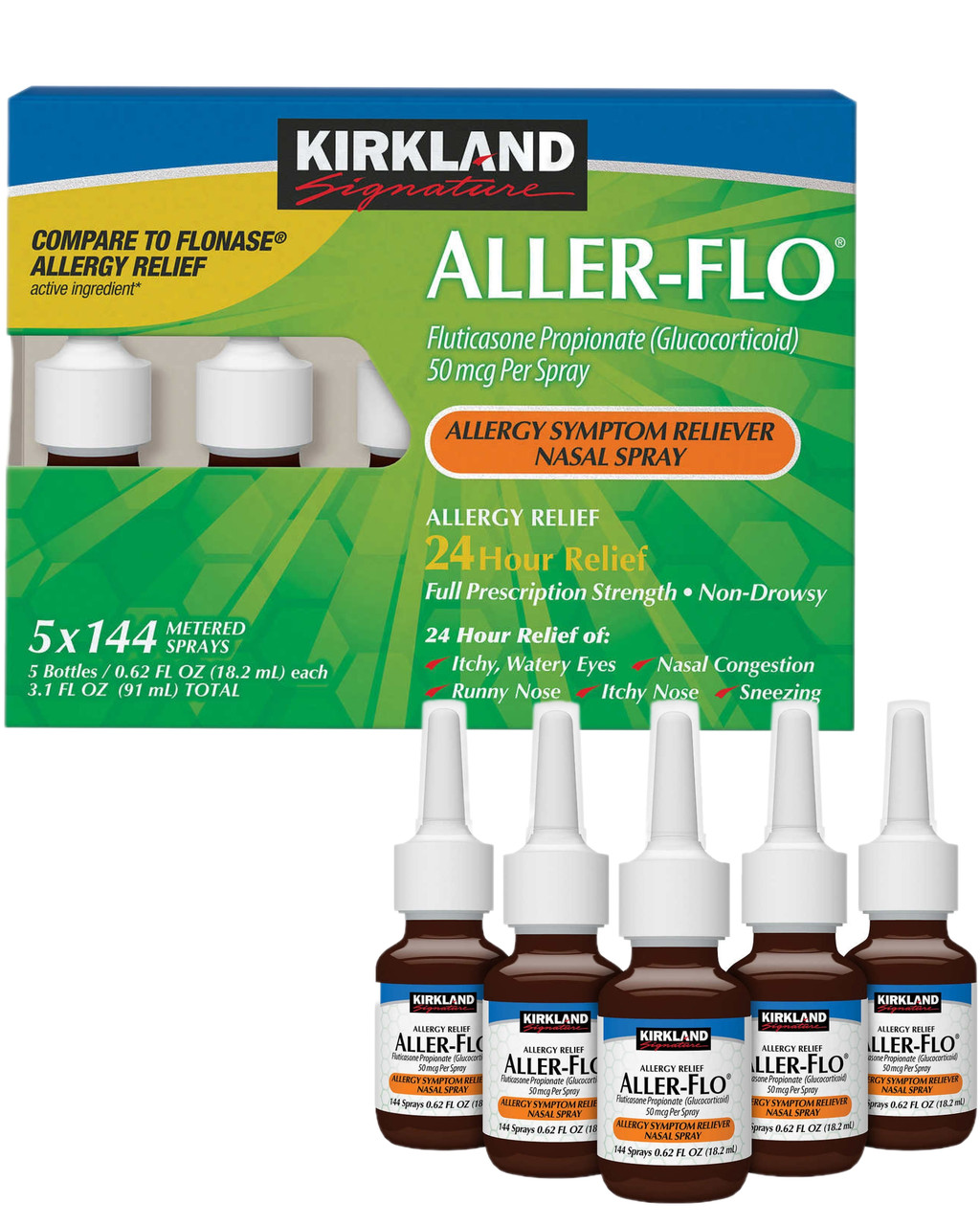 Kirkland AllerFlo 50mcg. Allergy Spray, 720 Metered Sprays Whole And
