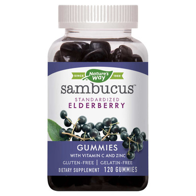 Nature's Way Sambucus Elderberry Gummies with Vitamin C and Zinc, 120 Count