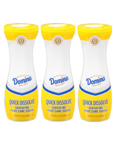 Domino White Sugar Pure Cane Sugar Quick Dissolve Superfine, 12 Ounce (Pack of 3)