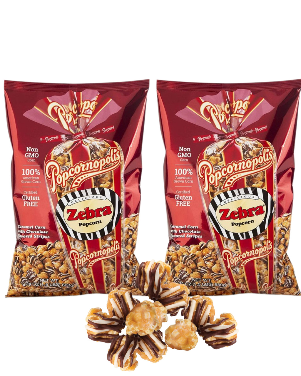 Popcornopolis Zebra Popcorn, 24 oz (Pack of 2) Whole And Natural