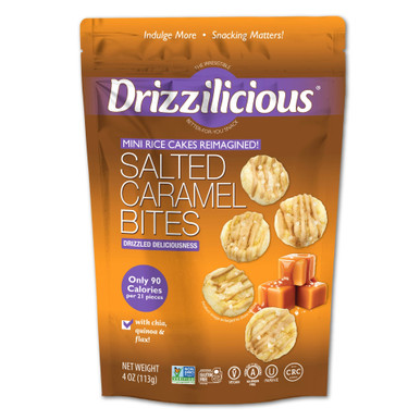 Drizzilicious Salted Caramel Mini Rice Cakes, 4 oz, Gluten-Free, Vegan, with Quinoa, Chia and Flax, 90 Calories