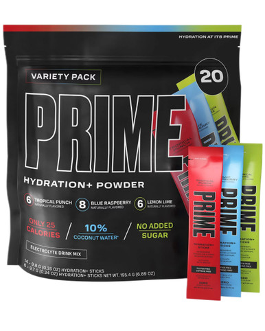 Prime Hydration + Electrolyte Powder Mix Sticks Variety Pack, 20 Count
