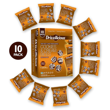 Drizzilicious Mini Rice Cakes Cookies & Cream Rice Crisps, 0.74 oz (Pack of 10)