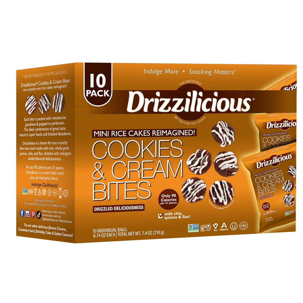 Rice cake & Harry② Drizzilicious Mini Rice Cakes Cookies & Cream Rice Crisps, 0.74 oz