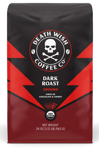 Death Wish Organic Dark Roast Ground Coffee, 34 oz.