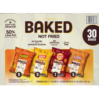 Frito-Lay Baked Variety Pack Chips, 30 Count, Cheetos, Lay's, Ruffles, Crunchy Cheese, Original, Barbecue, Cheddar & Sour Cream Flavors