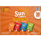SunChips Snacks Variety Pack, 30 Individual Bags, Heart Healthy, No Artificial Flavors, Harvest Cheddar, Garden Salsa, Original, French Onion