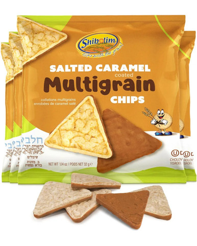 Shibolim Salted Caramel Covered Multigrain Rice Chips (Pack of 4)