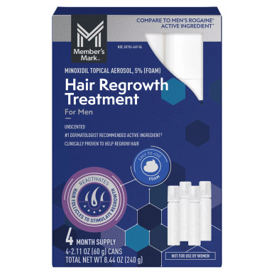 Member's Mark Minoxidil 5%, Foam Hair Regrowth Treatment for Men, 4 ct.