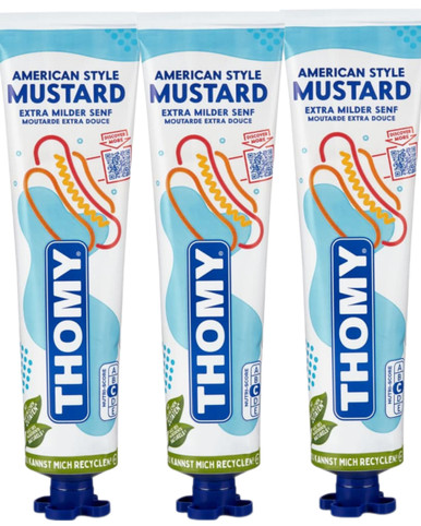 Thomy Mustard in a Tube, Squeeze Mustard, (Pack of 3)