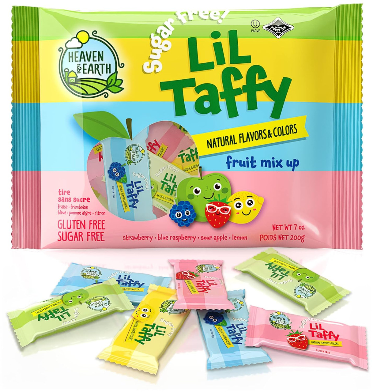 Heaven & Earth Lil Taffy, Sugar Free Fruit Mix, Natural Colors