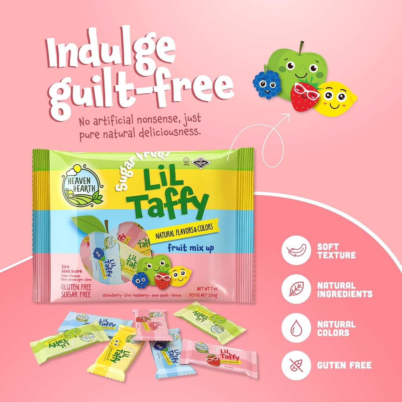 Heaven & Earth Lil Taffy, Sugar Free Fruit Mix, Natural Colors