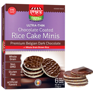 Paskesz Mini Rice Cake Belgian Dark Chocolate Covered,
