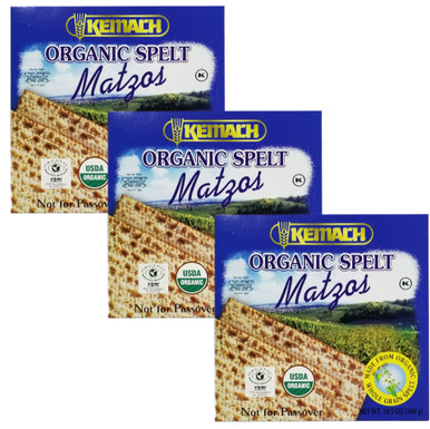 Kemach Organic Whole Grain Spelt Matzos, 10.5 oz (Pack of 3)