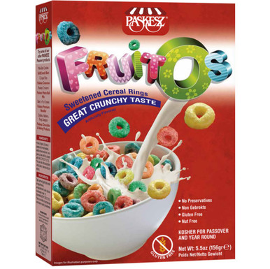 Paskesz Passover Fruitos Sweetened Cereal Rings, Gluten Free, 5.5 oz