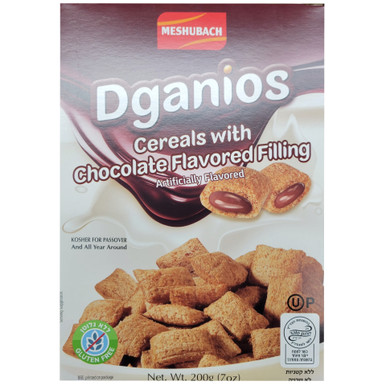 Passover Chocolate Filled Cereal, Gluten Free, Meshubach Dganios, 7 oz