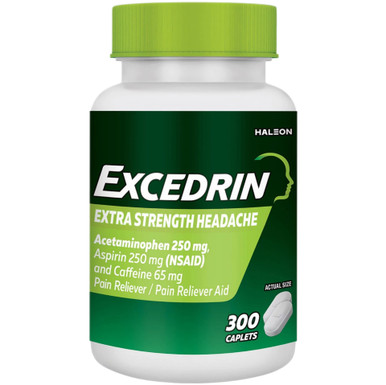 Excedrin Extra Strength Pain Reliever, 300 Caplets, 250mg Acetaminophen/250mg Aspirin/65mg Caffeine