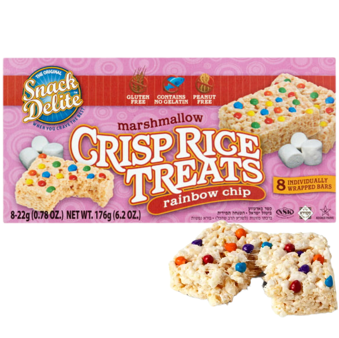 Snack Delite Marshmallow Crisp Rice Treats, Rainbow Chip, Gluten