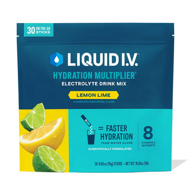 Liquid I.V. Hydration Multiplier Lemon Lime Electrolyte Drink Mix, 30 Count