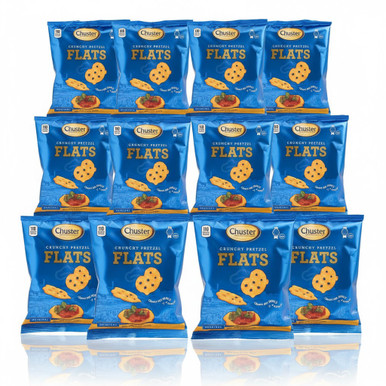 Chuster Original Crunchy Pretzel Flats, Family Value Pack, 12 Individual Snack Bags, Kosher Certified, Low Calorie Hard Pretzels for Dipping and Snacking