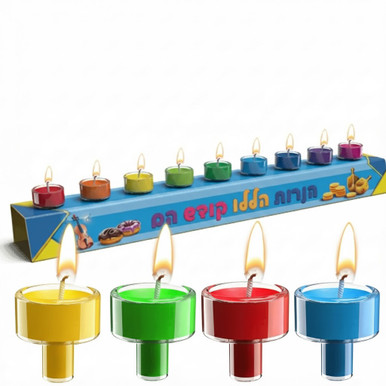 Chanukah Color Lites Wax Candles, 46 Pack Rainbow Colored Tealights, Standard Size Menorah Candles