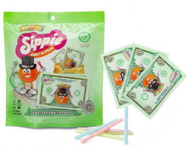 Sippie Hanukkah Money Gelt Straw Candy, Assorted Flavors, Chanukah Party Favors for Kids, 30 Count