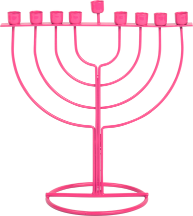 Hanukkah Wire Menorah, Pink Wireframe Design, Fits Standard Chanukah Candles