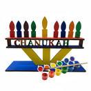 Creative Hanukkah DIY Wood Menorah Craft Kit, Paint Your Own Holiday Decoration with 9 Candle Holders, Paint Set, 12x8x3.5 Inches, Family Activity for Ages 6+