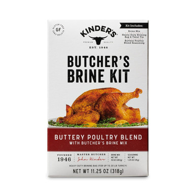 Kinder's Butcher's Brine Kit, Turkey Brining Kit with Buttery Poultry Blend Seasoning, Heavy Duty Brining Bag, 11.25 oz, for up to 20 lb Turkey