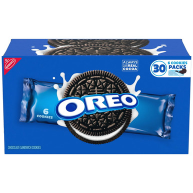 OREO Original Chocolate Sandwich Cookies, 30 Snack Packs with 6 Cookies Each, Real Cocoa, Individually Wrapped, Perfect for Lunches and On-the-Go
