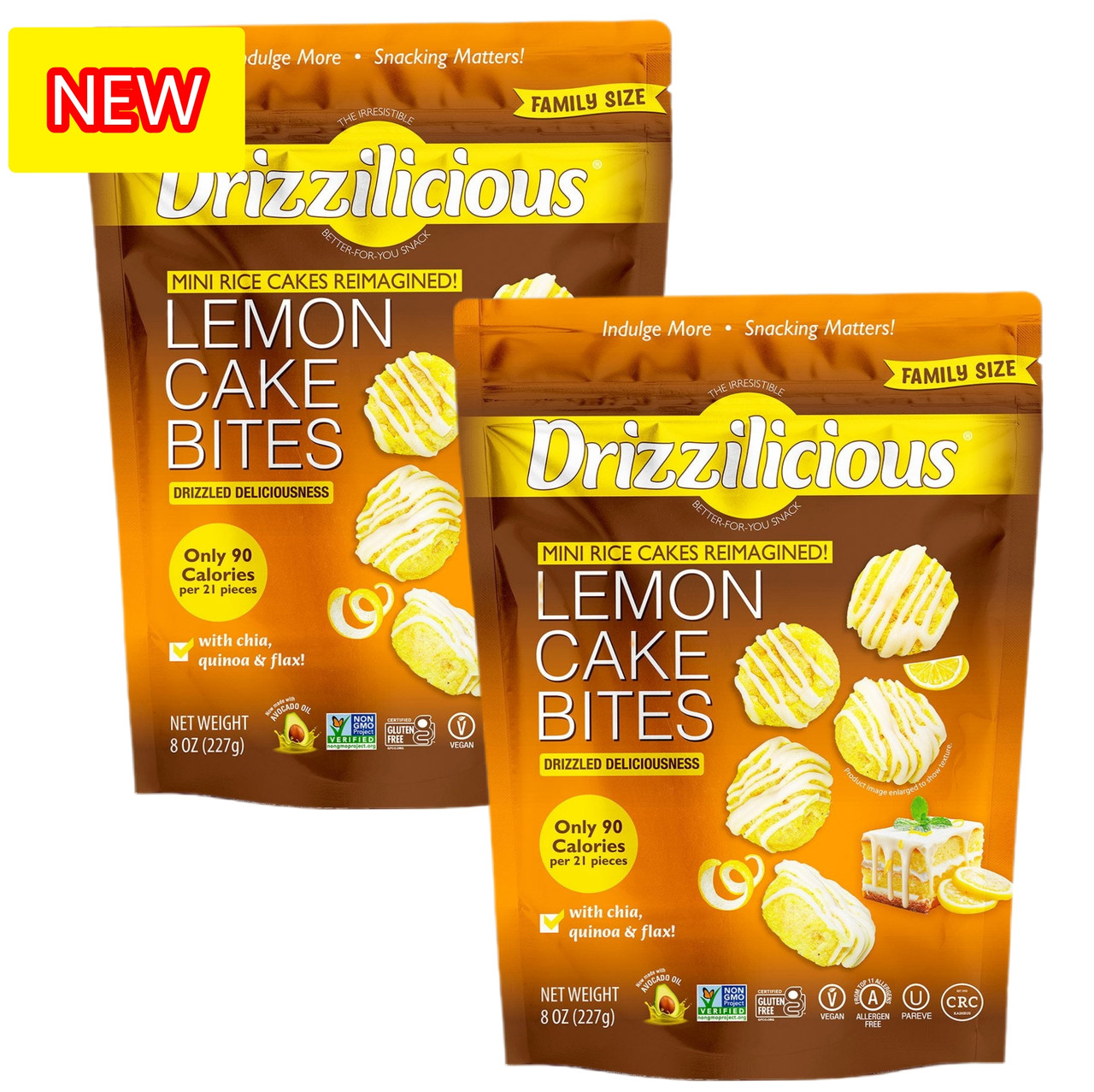 Drizzilicious Lemon Cake Bites, Mini Rice Cakes, Gluten Free