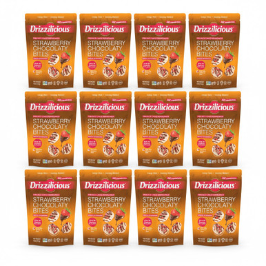 Drizzilicious Strawberry Chocolaty Mini Rice Cakes, Gluten Free, Low Calorie Snacks, Made with Chia, Flax and Quinoa, Non-GMO, 4oz (Pack of 12)