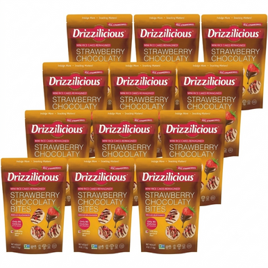 Drizzilicious Strawberry Chocolaty Mini Rice Cakes, Gluten Free, Low Calorie Snacks, Made with Chia, Flax and Quinoa, Non-GMO, 4oz (Pack of 12)