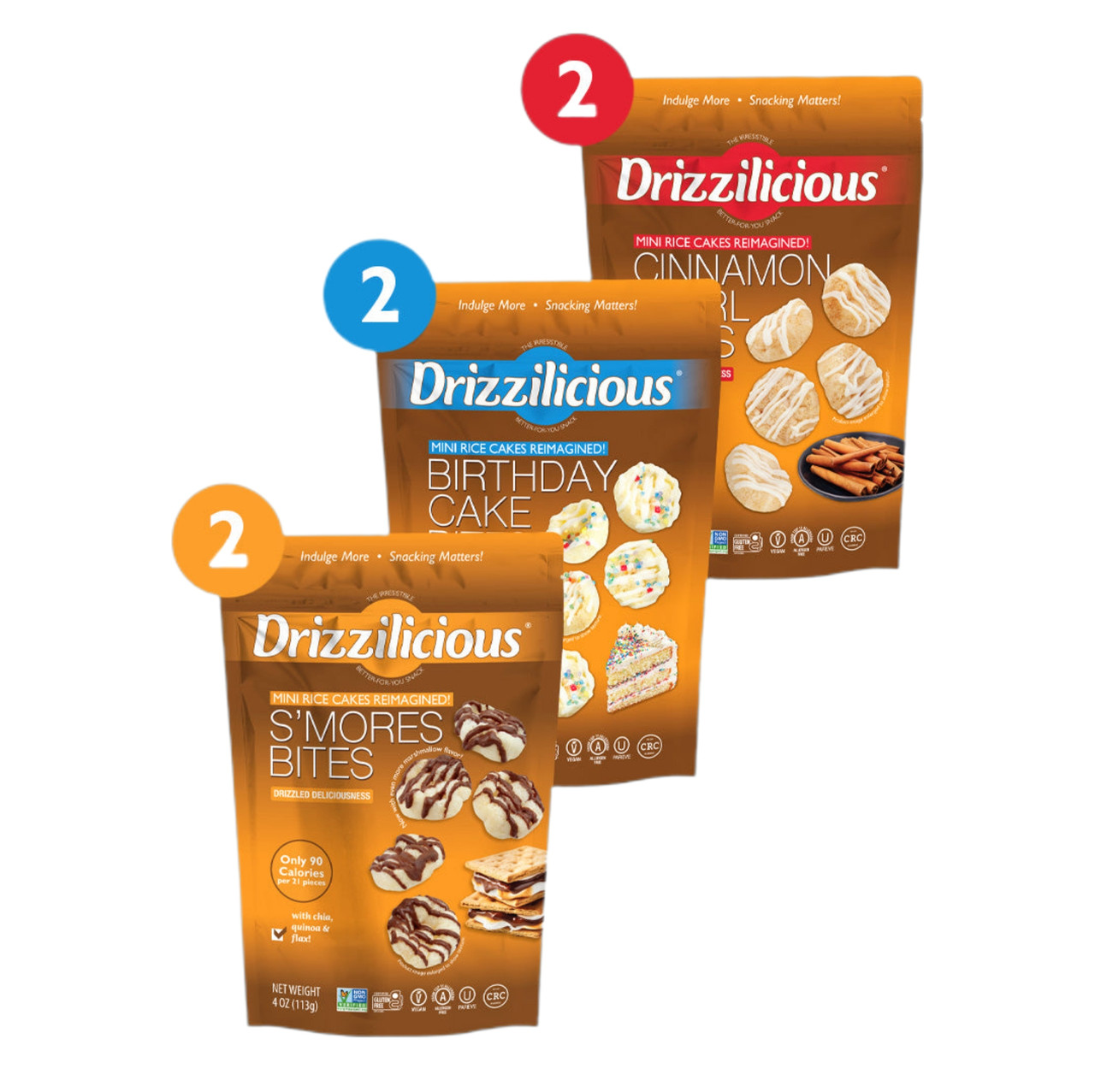 Mini Rice Birthday Cake Drizzilicious Mini Rice Cakes Variety Pack, S'mores, Birthday Cake ...