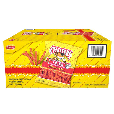 Chester's Flamin' Hot Fries Corn Snacks, 1 oz Bags, Bulk 50 Pack, Gluten Free, Spicy Corn & Potato Fries, 150 Calories per Serving