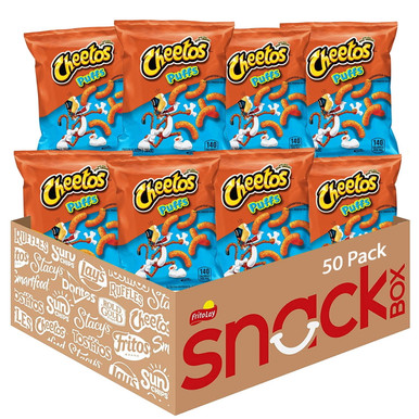 Cheetos Puffs Cheese Flavored Snacks, 50 Pack Bulk Box, Gluten Free, Made with Real Cheese