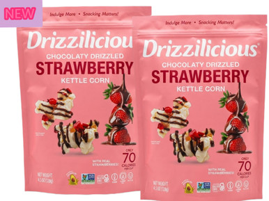 Drizzilicious Chocolaty Drizzled Strawberry Kettle Corn, Popped in Avocado Oil, Vegan, Gluten-Free, Non-GMO, 4.5 oz (Pack of 2)