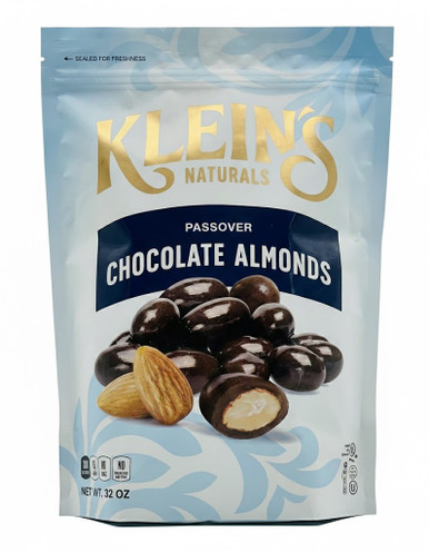 Klein's Naturals Passover Dark Chocolate Covered Almonds, Kosher Pareve, Dairy-Free, 32 oz Bulk Bag