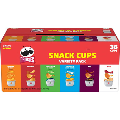 Pringles Snack Stacks Variety Pack, 36 Individual Potato Crisp Cups, 6 Flavors, 26.2 oz, Portable Lunch Snacks