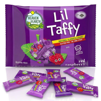 Heaven & Earth Lil Taffy Red Raspberry Soft Chews, Kosher for Passover, Gluten-Free, Dye-Free, No High Fructose Corn Syrup, 14.1 oz