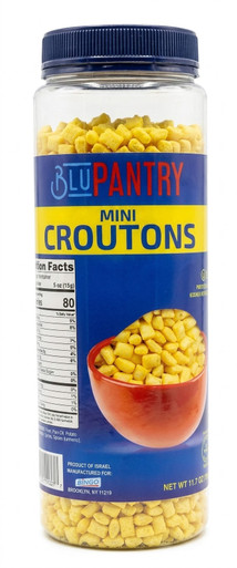BluPantry Mini Croutons for Soup and Salad, Kosher for Passover, Gluten-Free, Parve, 11.7 oz Resealable Jar