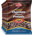 Haddar Chocolate Dipped Pretzels, Gluten-Free, Kosher for Passover, Thin & Crispy, 6 Individual Snack Bags, 0.7 oz Each