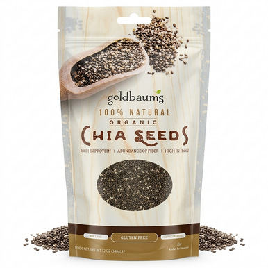 Goldbaums Organic Chia Seeds, Kosher for Passover, 100% Natural, Non-GMO, Gluten-Free, High Fiber, Omega-3 Superfood, 12 oz