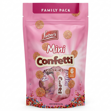 Lieber's Mini Confetti Cookies, Kosher for Passover, Family Pack (6 Individual Bags), Crunchy Rainbow Sprinkle Cookies, Gluten-Free & Dairy-Free, Perfect Pesach Snack for Kids