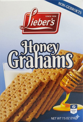 Lieber's Honey Grahams, Kosher for Passover (Non-Gebrokts), 7.5 oz, Crispy Gluten-Free Honey Crackers, Perfect for Pie Crusts & Seder Snacks, Traditional Holiday Flavor