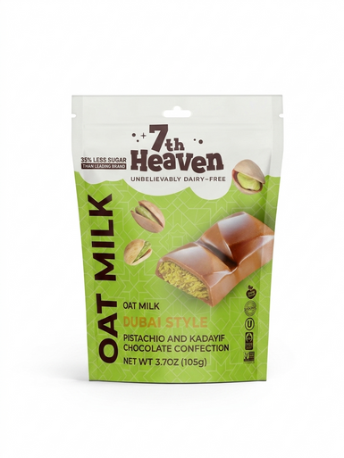 7th Heaven Dubai Style Chocolate Confection, Vegan Oat Milk, Pistachio & Kadayif Filling, Dairy Free, 3.7oz