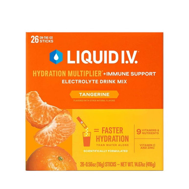 Liquid I.V. Hydration Multiplier + Immune Support, Electrolyte Drink Mix Packets, Tangerine Flavor, 26 Count